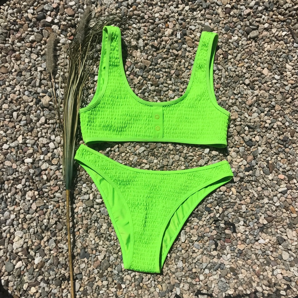 NEW KENDALL + KYLIE Green Neon Bikini New Large